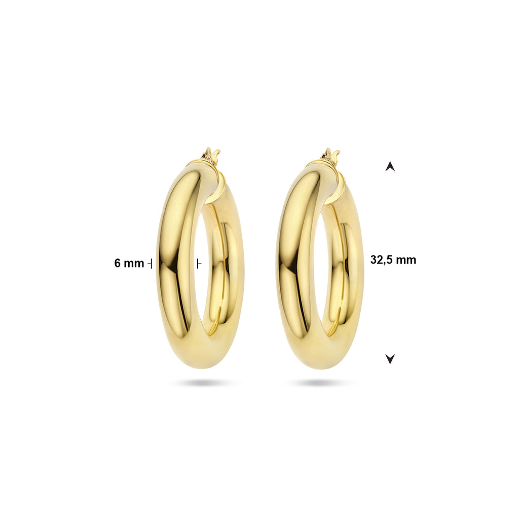 oorringen 6,0 mm ronde buis 1 micron zilver verguld (geel)