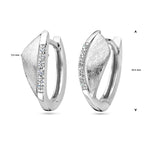 klapoorringen zirkonia gescratcht zilver gerhodineerd