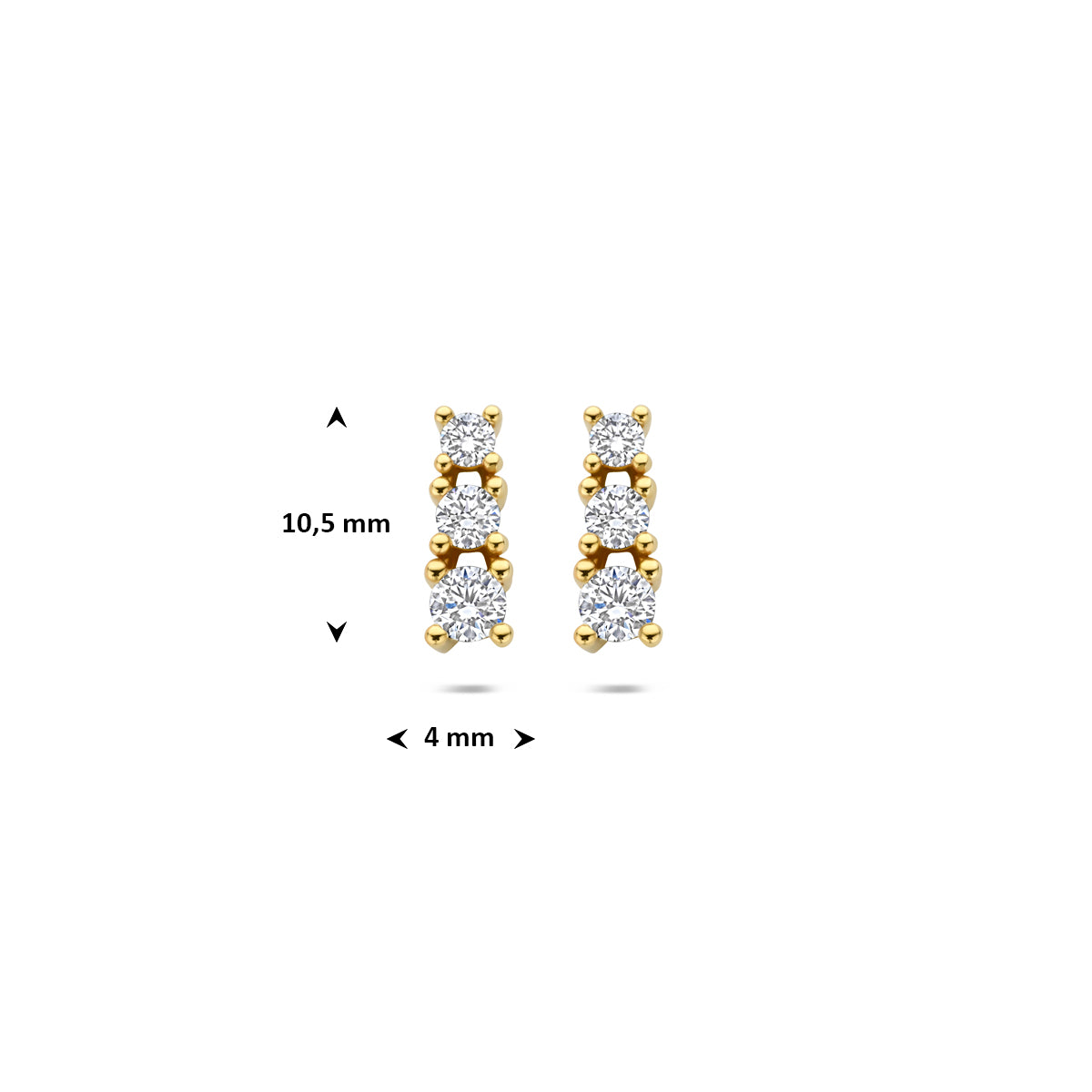 oorknoppen lab grown diamant 0.50ct (2x 0.25ct) f vs 10,5 mm 14K geelgoud
