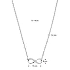 Halskette Infinity Zirkonia 41 + 4 cm Silber rhodiniert