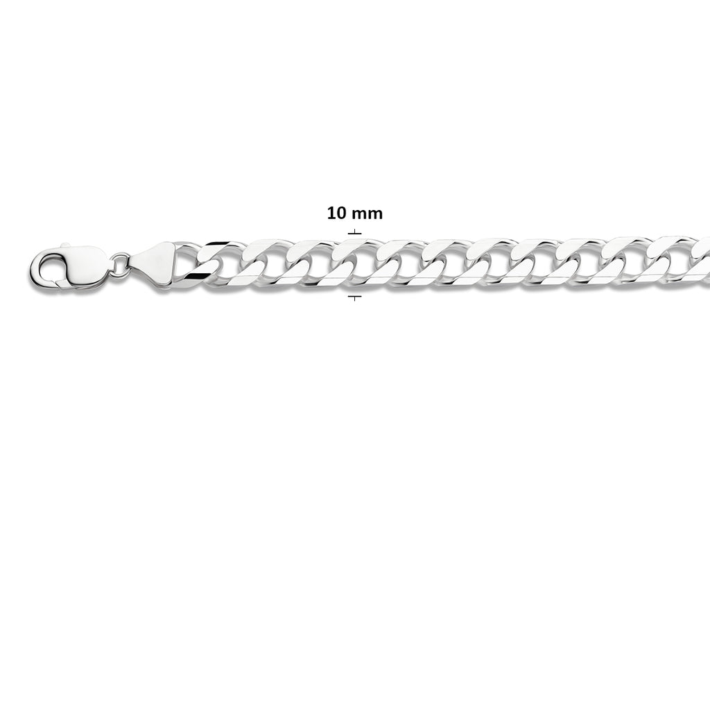 gourmette 8 zijdes geslepen 10 mm zilver wit