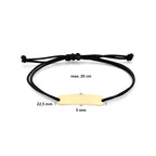 graveerarmband plaat polyester zwart max. 20 cm 14K goud met rubber/nylon/leer - rechthoek