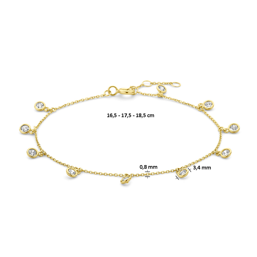 armband zirkonia 16,5 - 17,5 - 18,5 mm 14K geelgoud