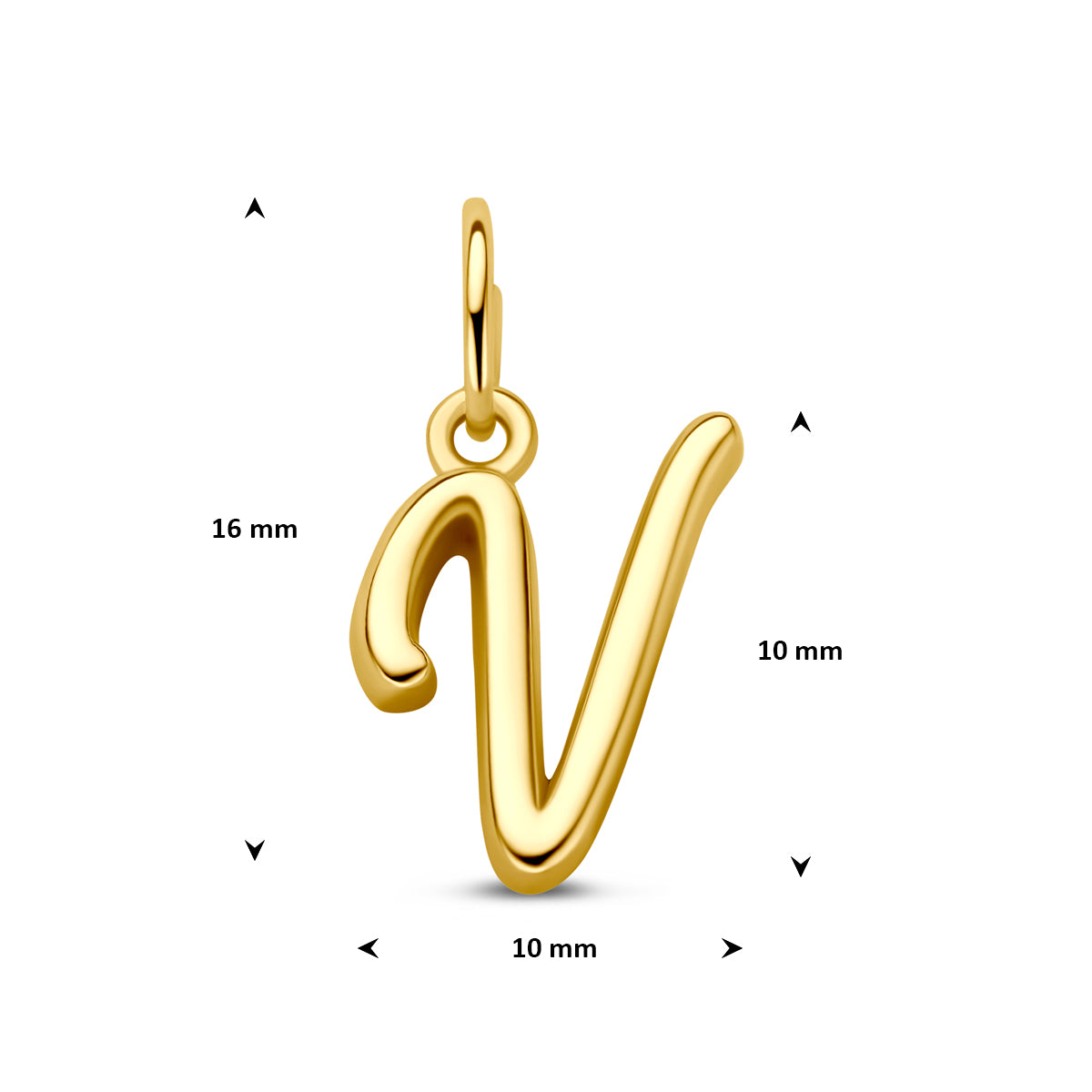 hanger letter 3 micron zilver verguld (geel)
