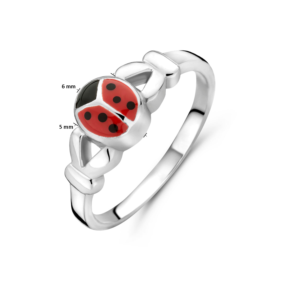Ring Marienkäfer Emaille Silber weiß