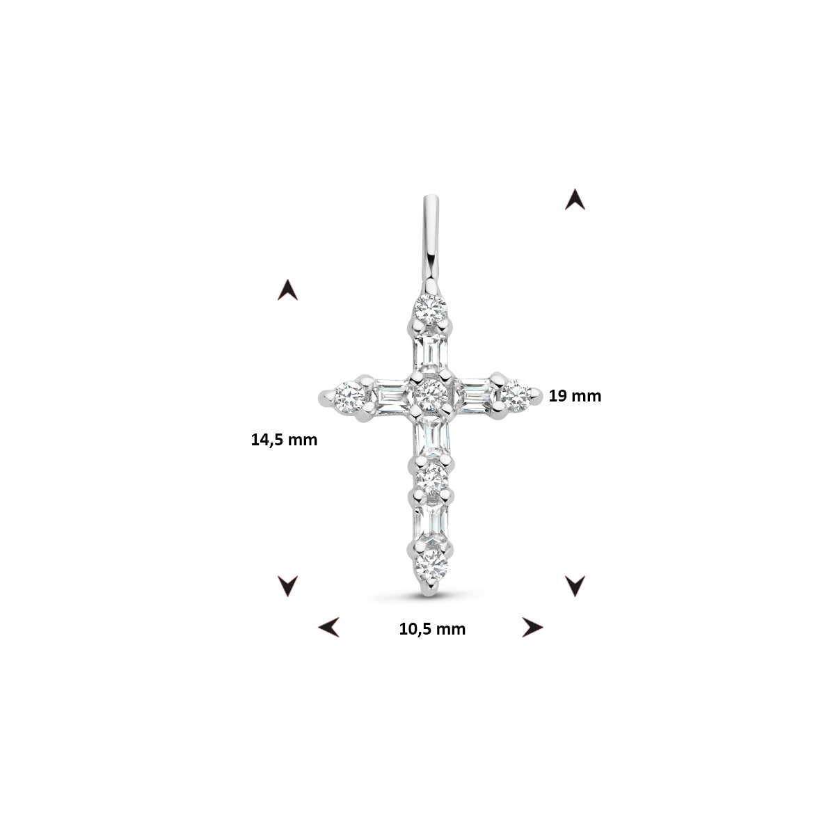 Anhänger Kreuz Zirkonia Silber rhodiniert