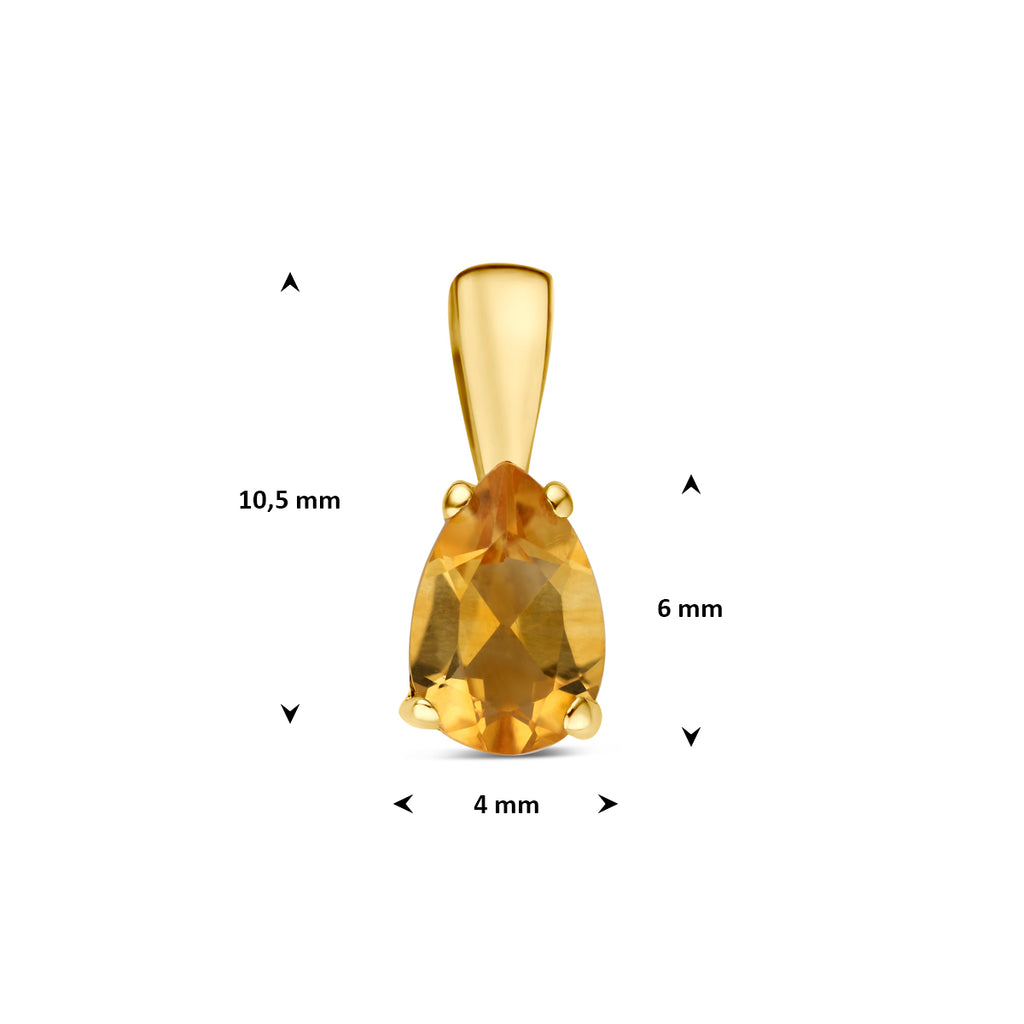 hanger citrien 10,5 mm 14K geelgoud - druppel/komma/pegel