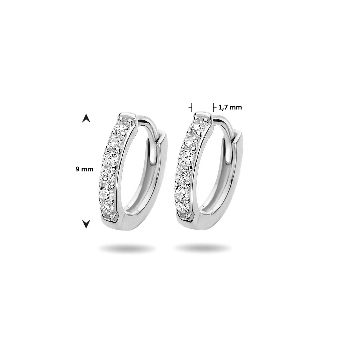 Klappohrringe Zirkonia 9 mm Silber rhodiniert