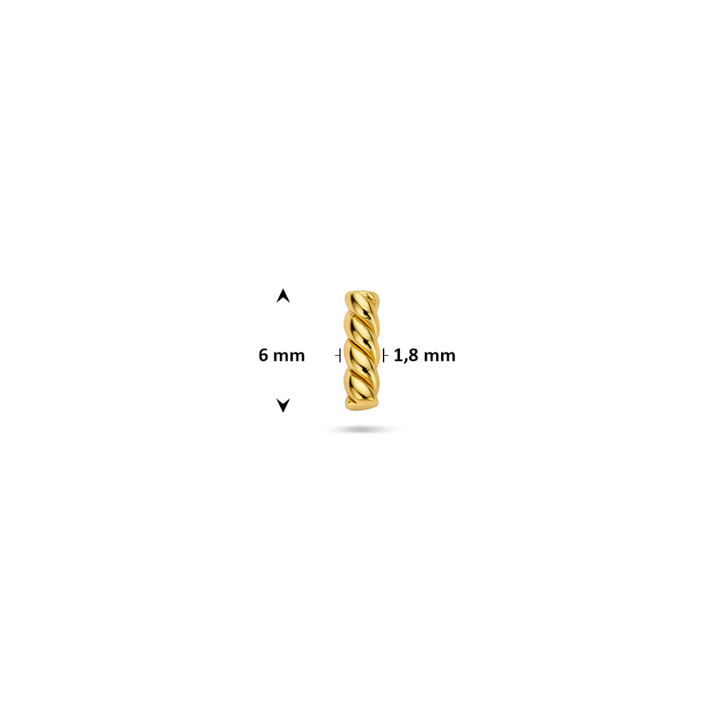 flat back piercing gedraaide balk 6 mm 1 micron zilver verguld (geel)