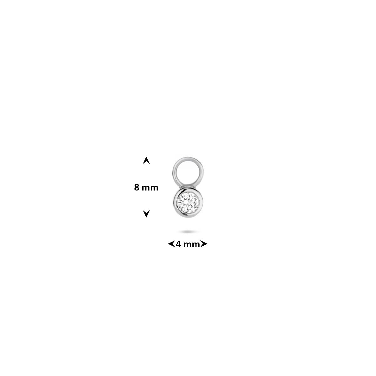 Ohrringanhänger Zirkonia einzeln 8 mm rhodiniert Silber
