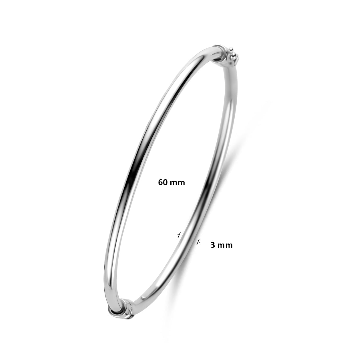 Armreif 3 mm 60 mm Silber rhodiniert