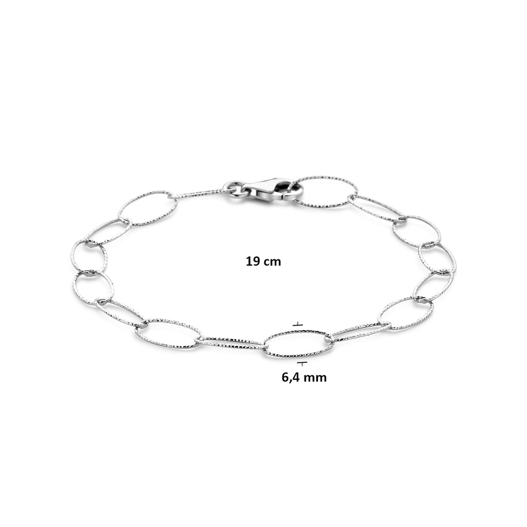 Armband Anker diamantgeschliffen 6,4 mm 19 cm Silber rhodiniert
