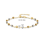 armband bolletjes gediamanteerd 3,0 mm 16 - 17,5 - 19 cm 14K bicolor goud geel/wit - rondje,bolletje,ringetje,draad