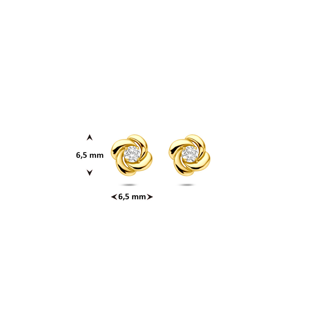 oorknoppen zirkonia 6,5 mm 14K geelgoud