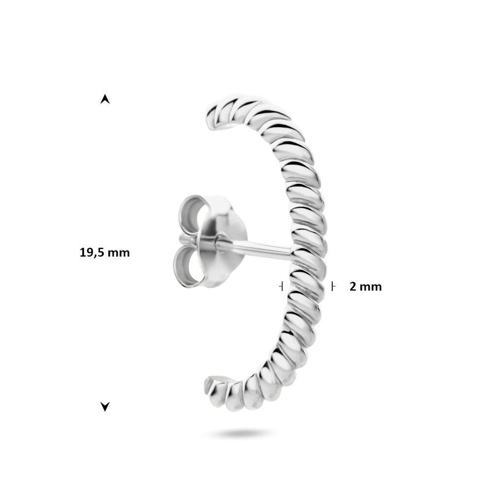 suspender oorbel gedraaid 19,5 mm zilver gerhodineerd