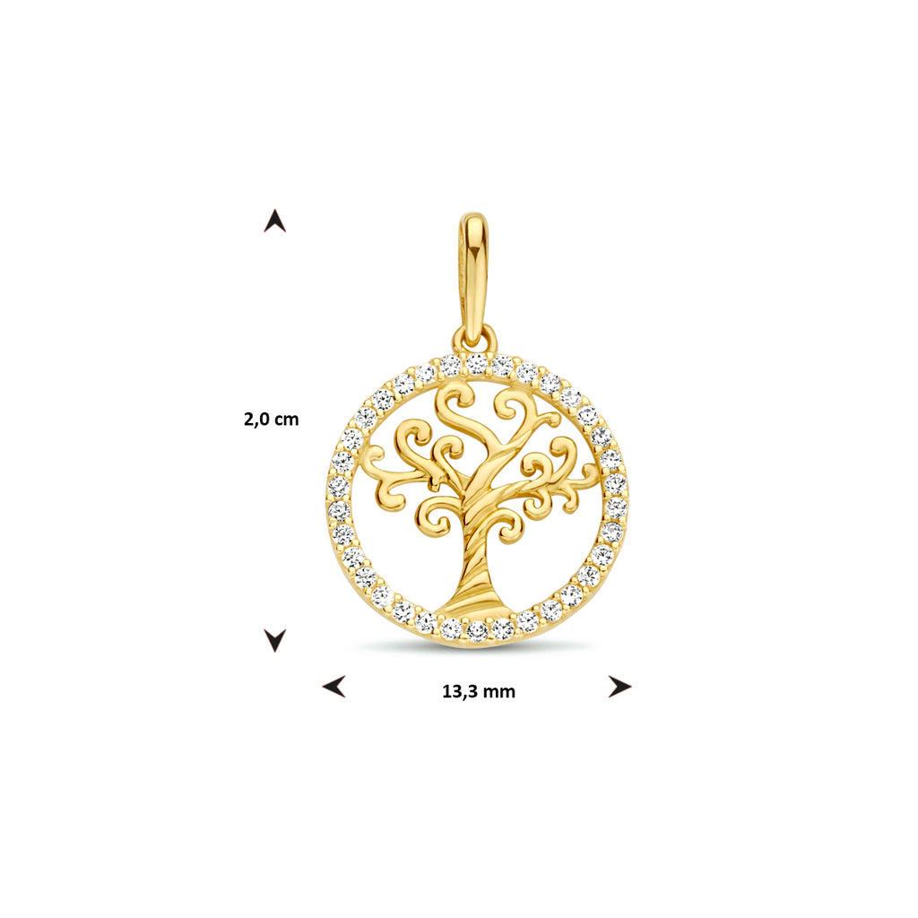 Anhänger Lebensbaum Zirkonia 14K Gelbgold