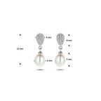 oorhangers parel en zirkonia zilver gerhodineerd
