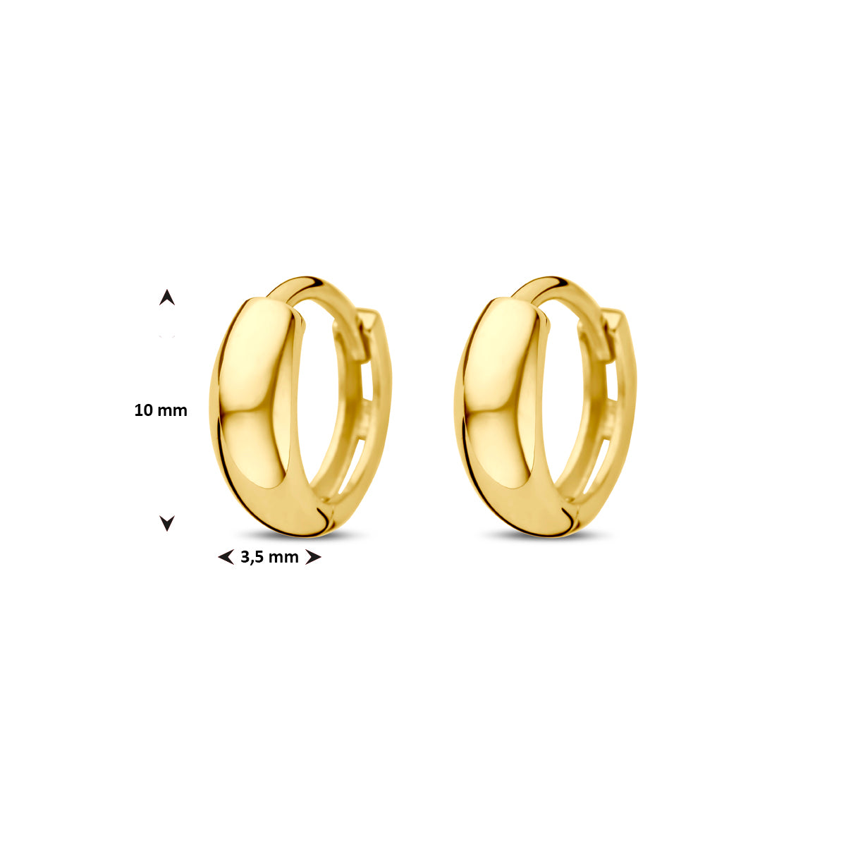 klapoorringen 10 mm 14K geelgoud