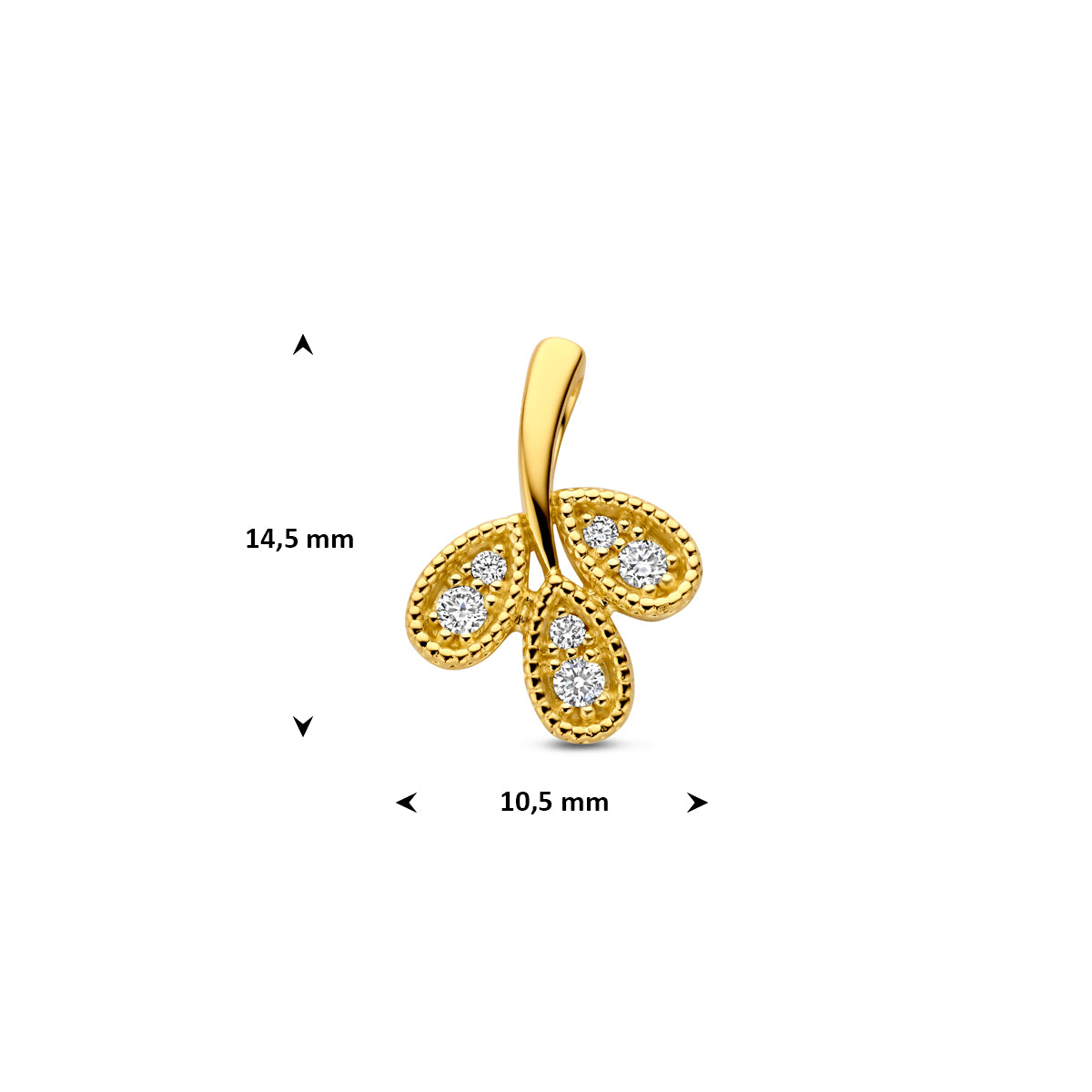 hanger diamant 0.09ct h si 14,5 mm 14K geelgoud