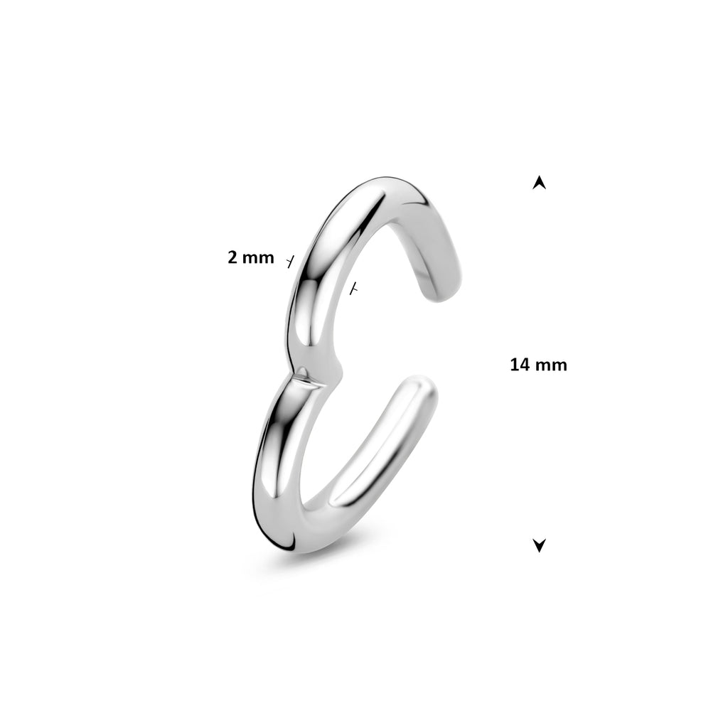 ear cuff hartje 14 mm zilver gerhodineerd