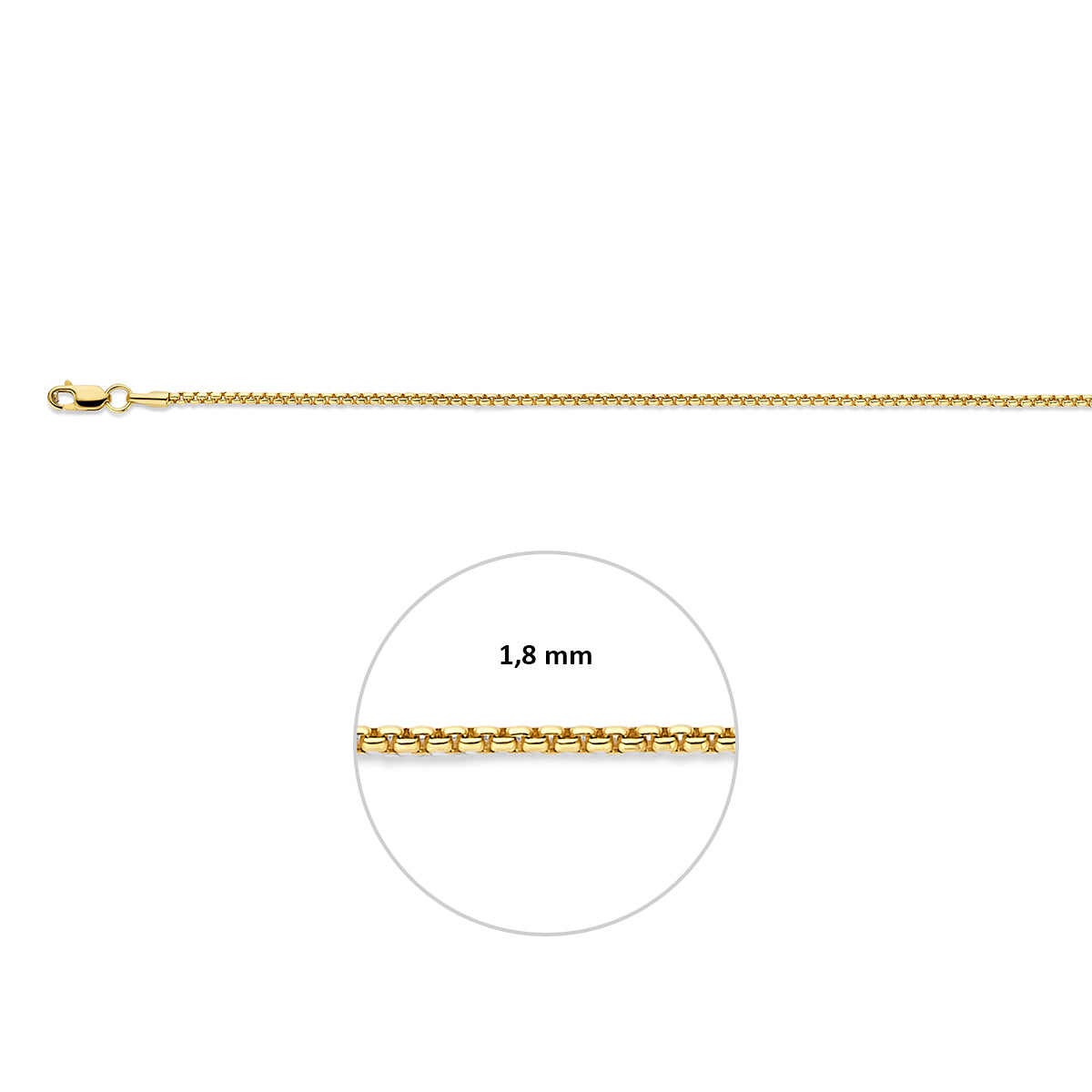venetiaans 1,8 mm massief Silgold (geel met zilverkern)
