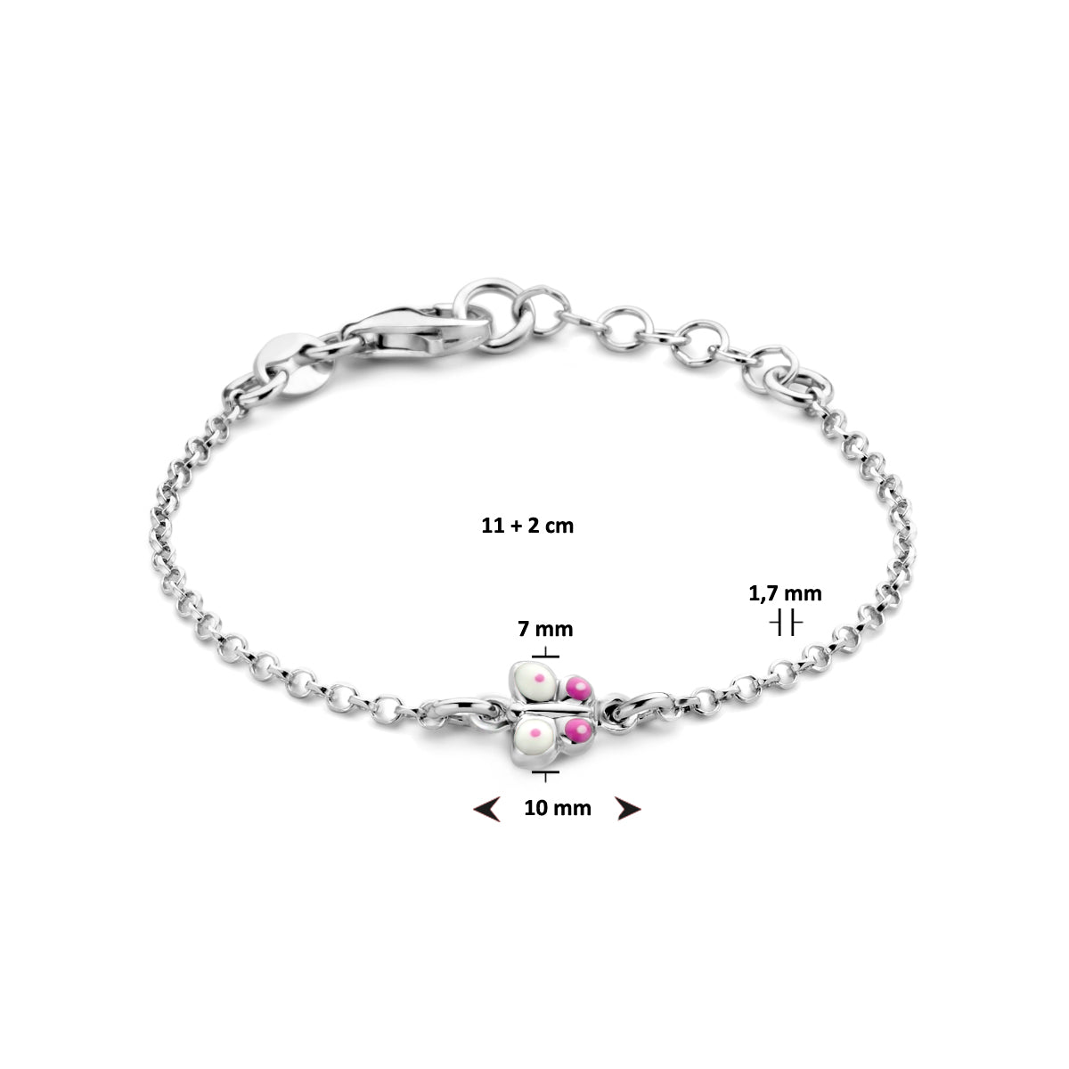 Armband Schmetterling Emaille 11 + 2 cm rhodiniertes Silber