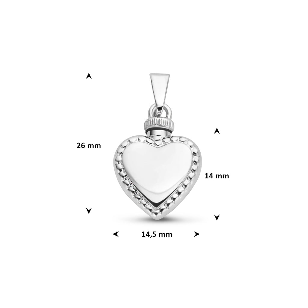 urnhanger hart bolletjes 14 mm zilver gerhodineerd