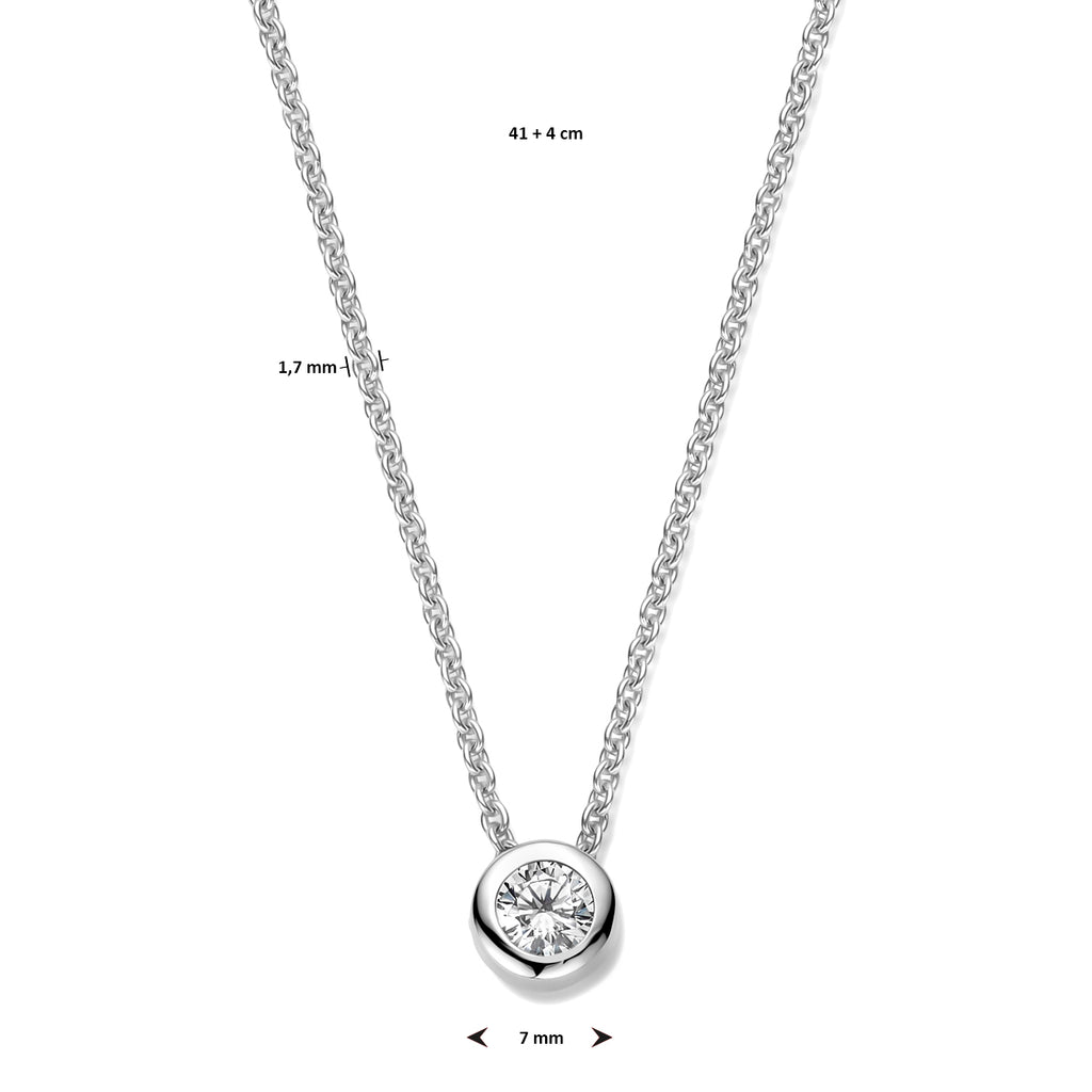 Halskette Zirkonia 41 + 4 cm Silber rhodiniert