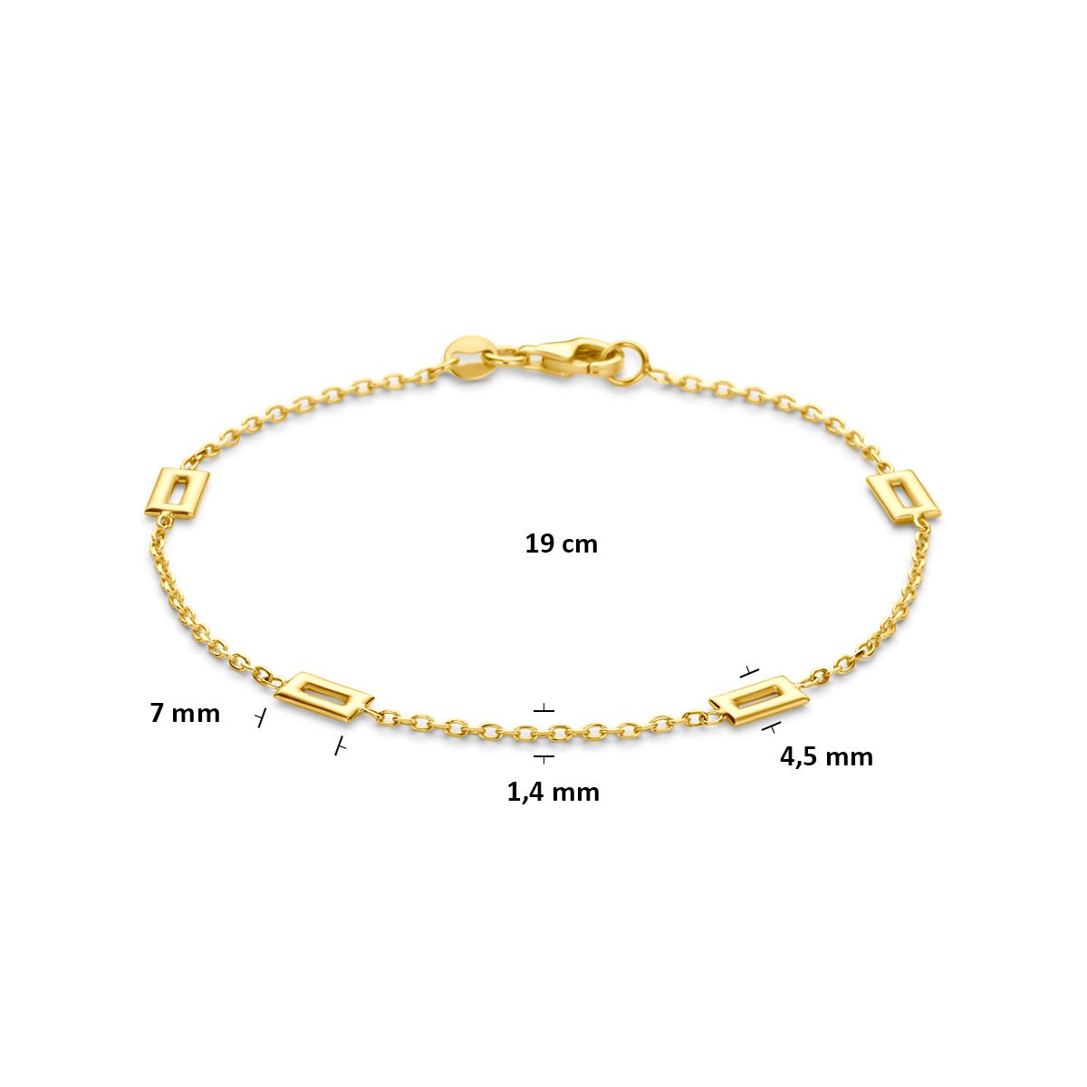 armband 19 cm 14K geelgoud