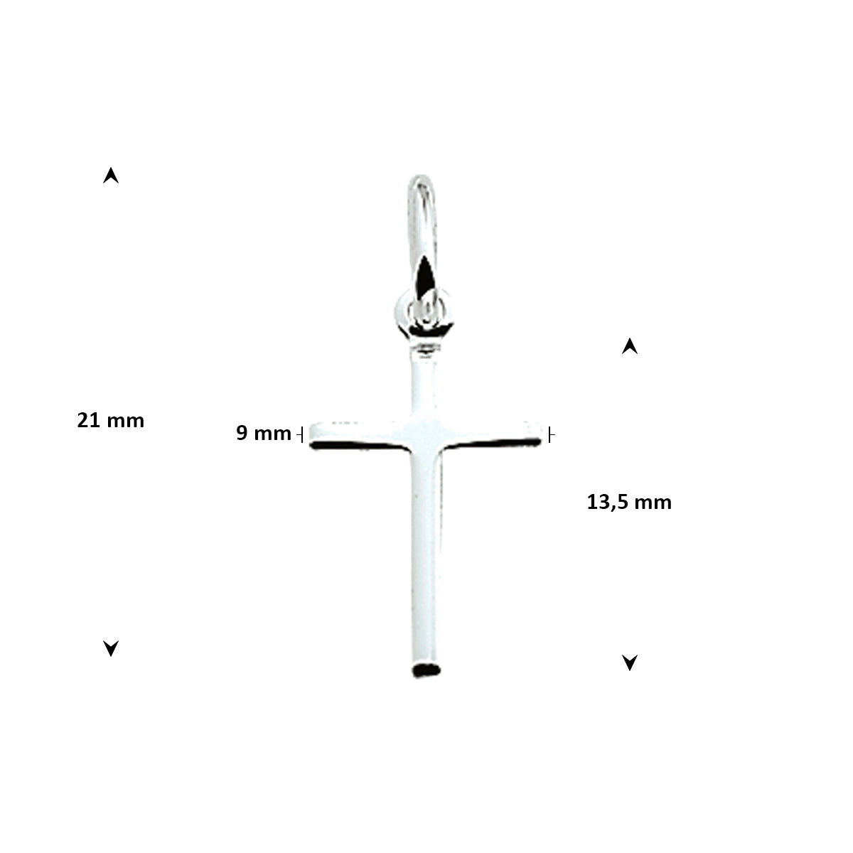 hanger kruis 13,5 mm zilver wit