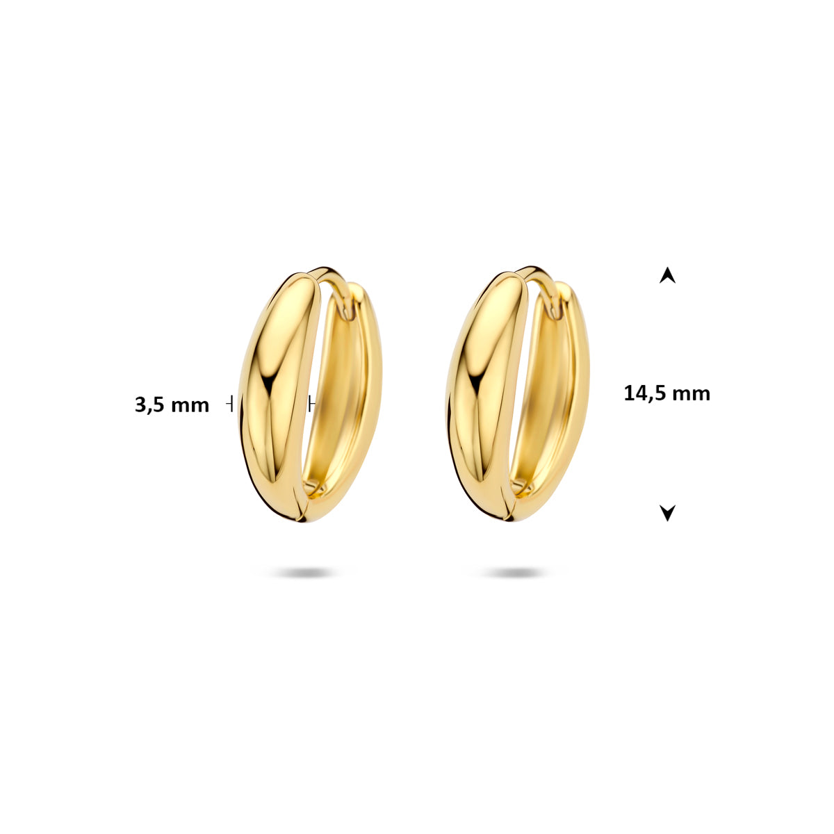 klapoorringen 14,5 mm 1 micron zilver verguld (geel)