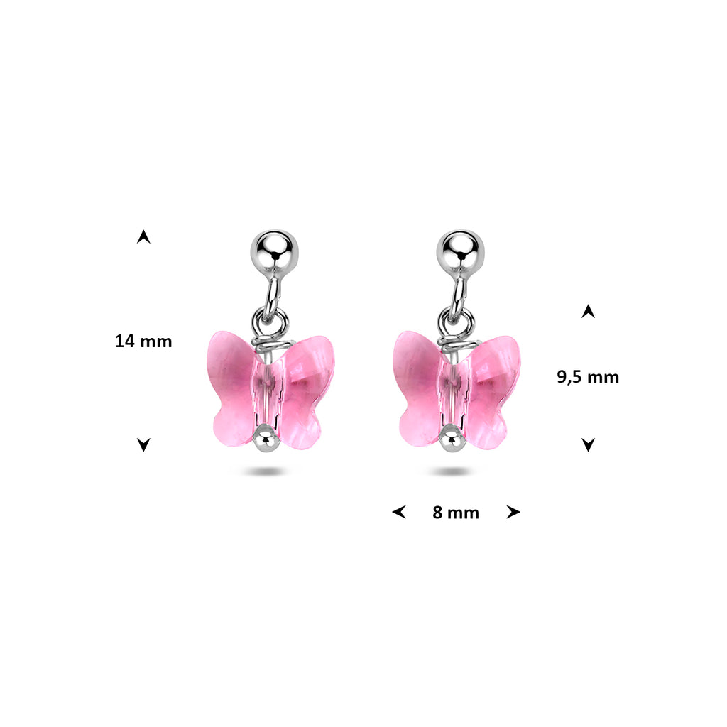 oorhangers vlinder strass zilver gerhodineerd