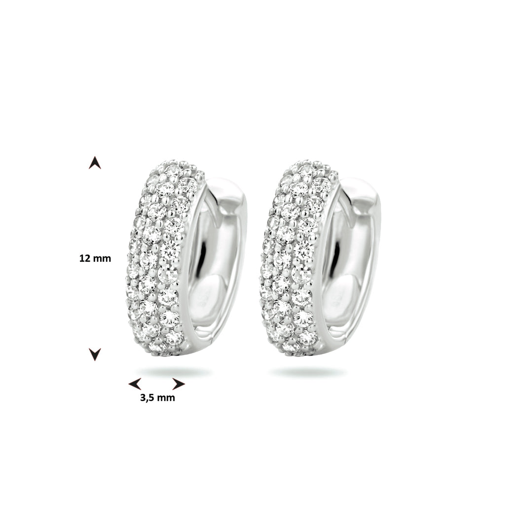 klapoorringen zirkonia 14K witgoud