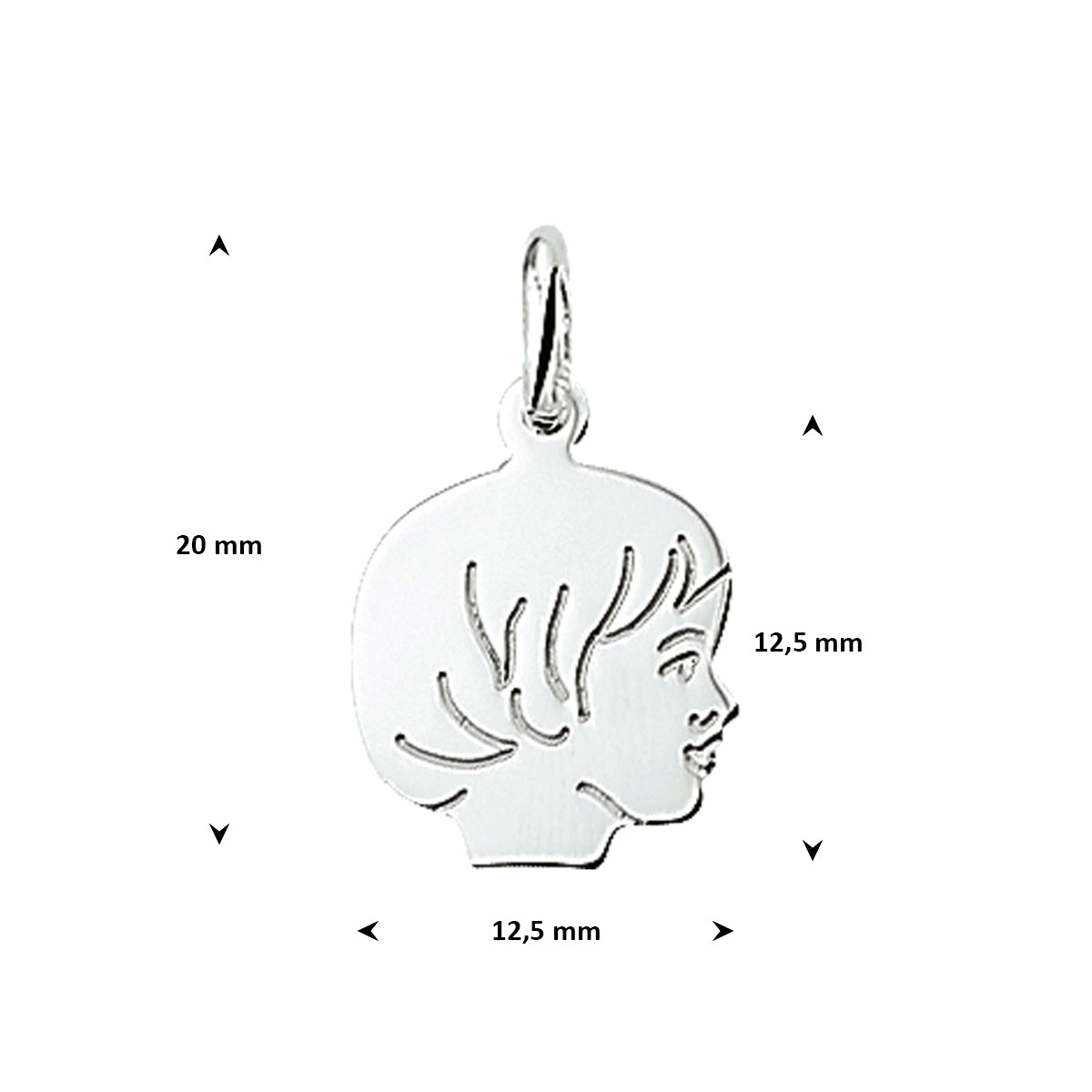 hanger meisje 12,5 mm zilver wit