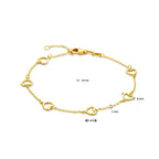armband hartjes  17 - 19 cm 14K geelgoud