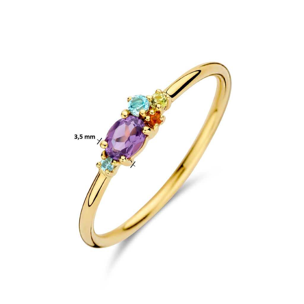 Ring Naturfarbsteine 0,16ct 14K Gelbgold