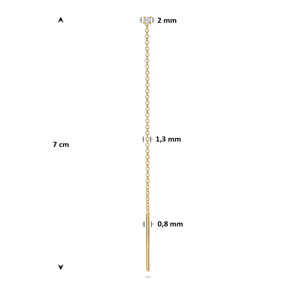 doortrekoorbel diamant 0.03ct h si per stuk 7 cm 14K geelgoud