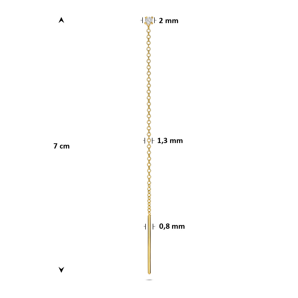 doortrekoorbel diamant 0.03ct h si per stuk 7 cm 14K geelgoud