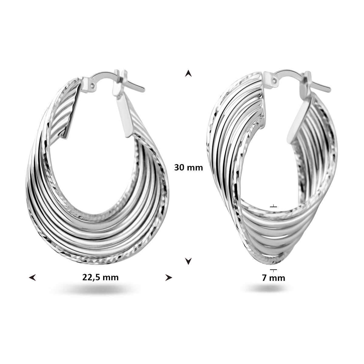 Ohrringe 30 mm Silber rhodiniert