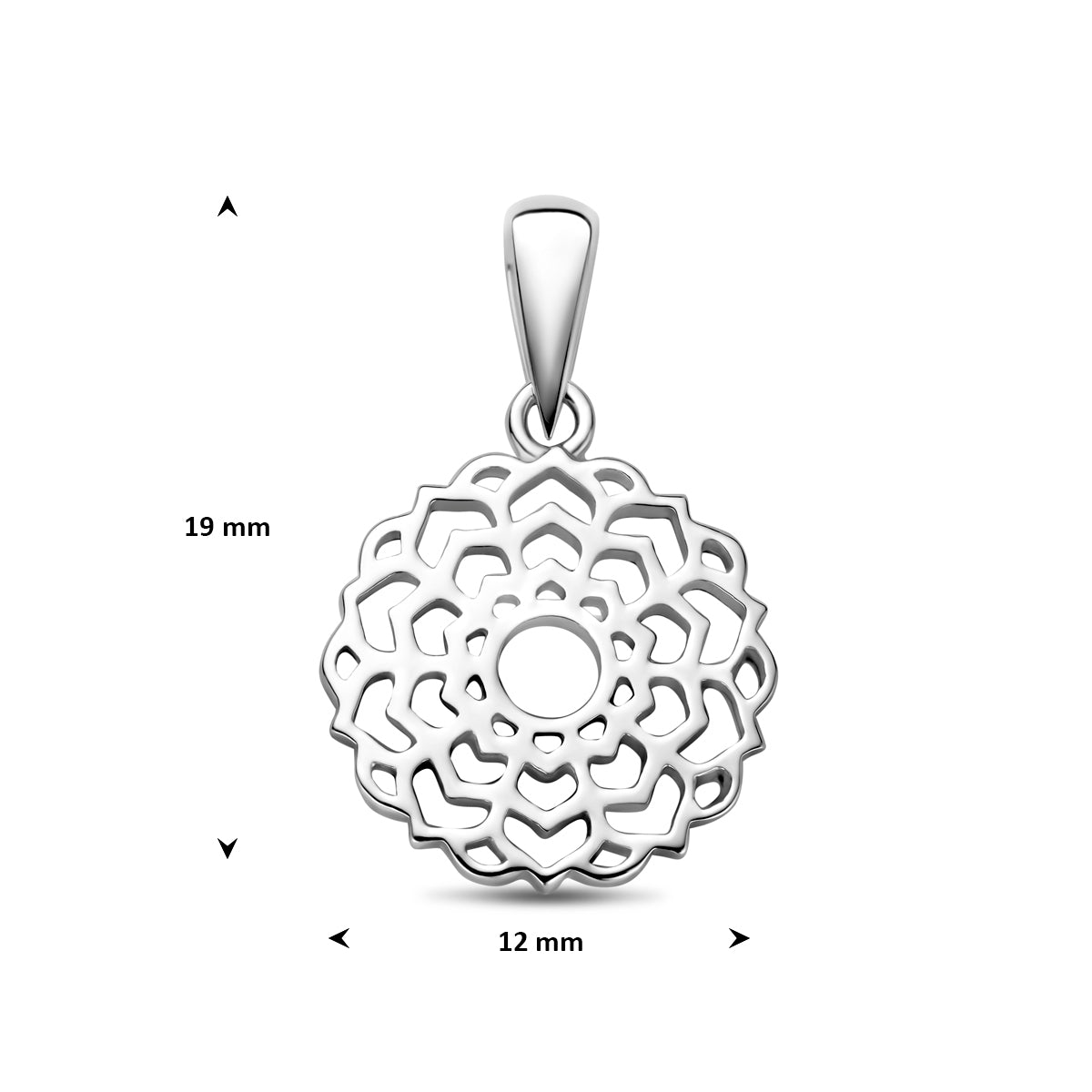 hanger 12 mm zilver gerhodineerd