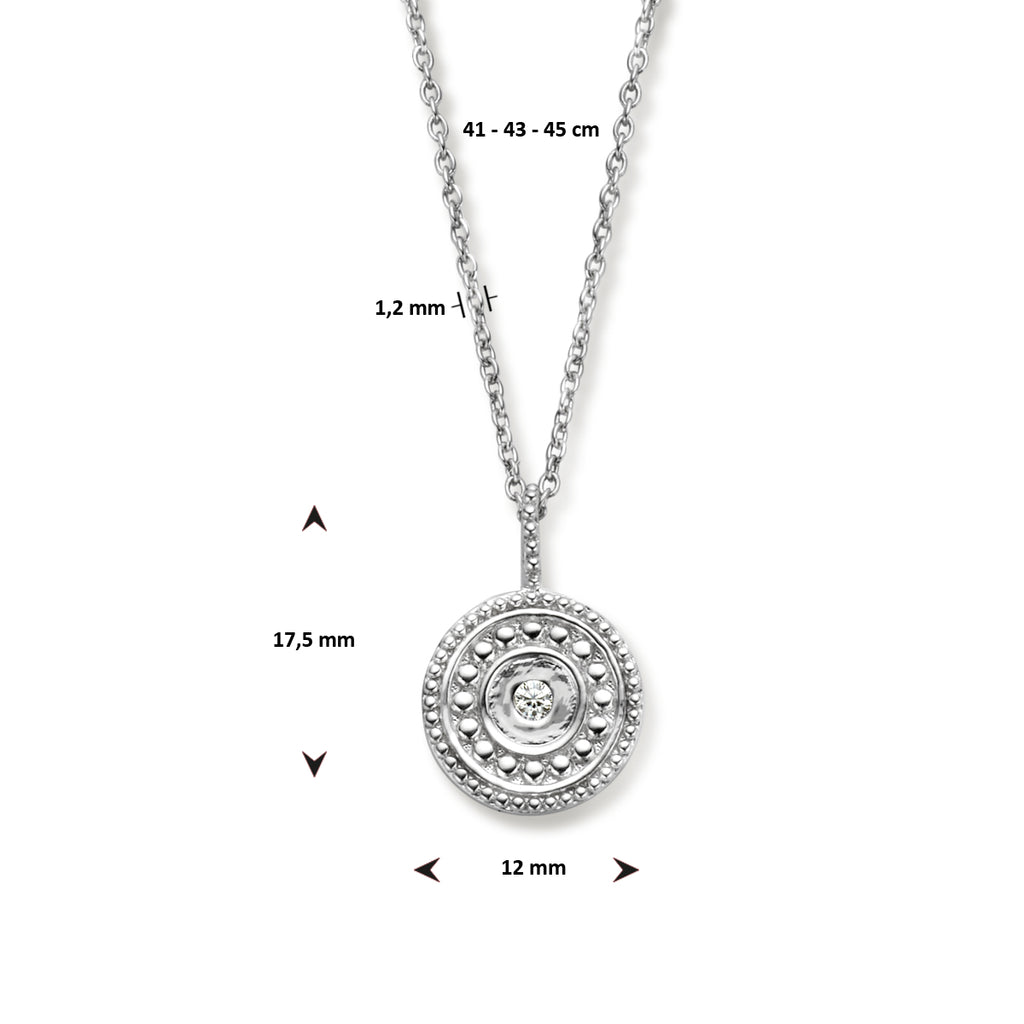 verzierte Halskette mit Zirkonia 41 - 43 - 45 cm Silber rhodiniert