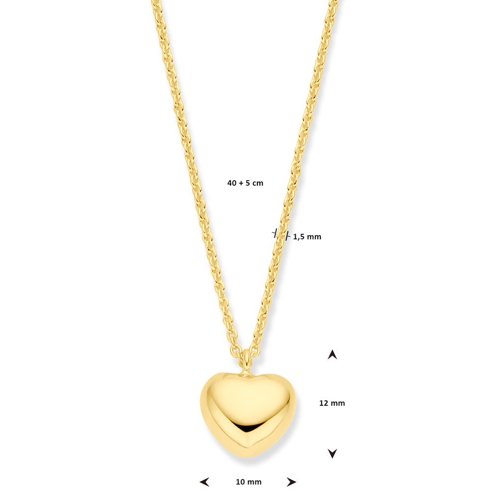 collier hart 1,5 mm 40 + 5 cm 3 micron zilver verguld (geel)