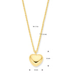 collier hart 1,5 mm 40 + 5 cm 3 micron zilver verguld (geel)