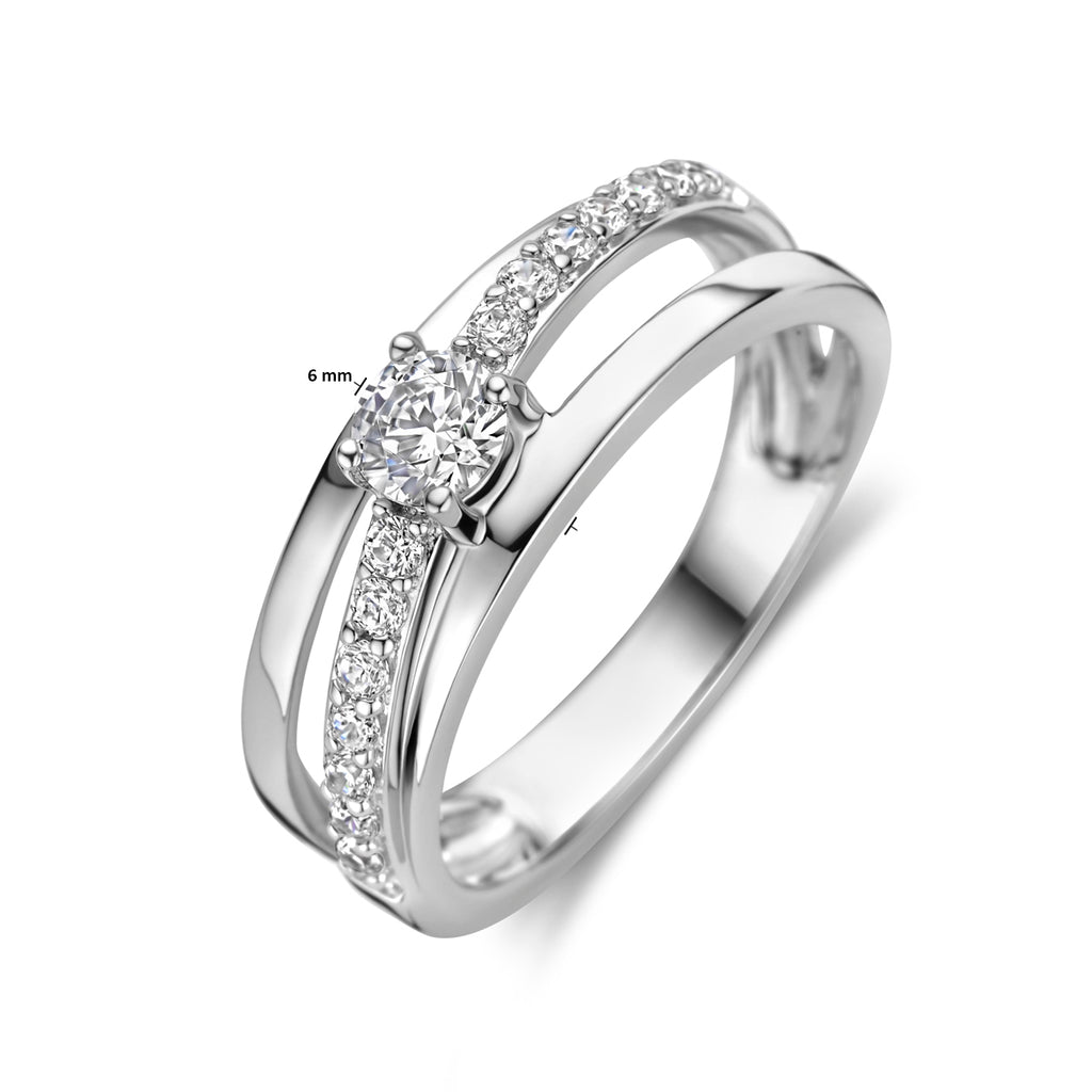 ring zirkonia zilver gerhodineerd