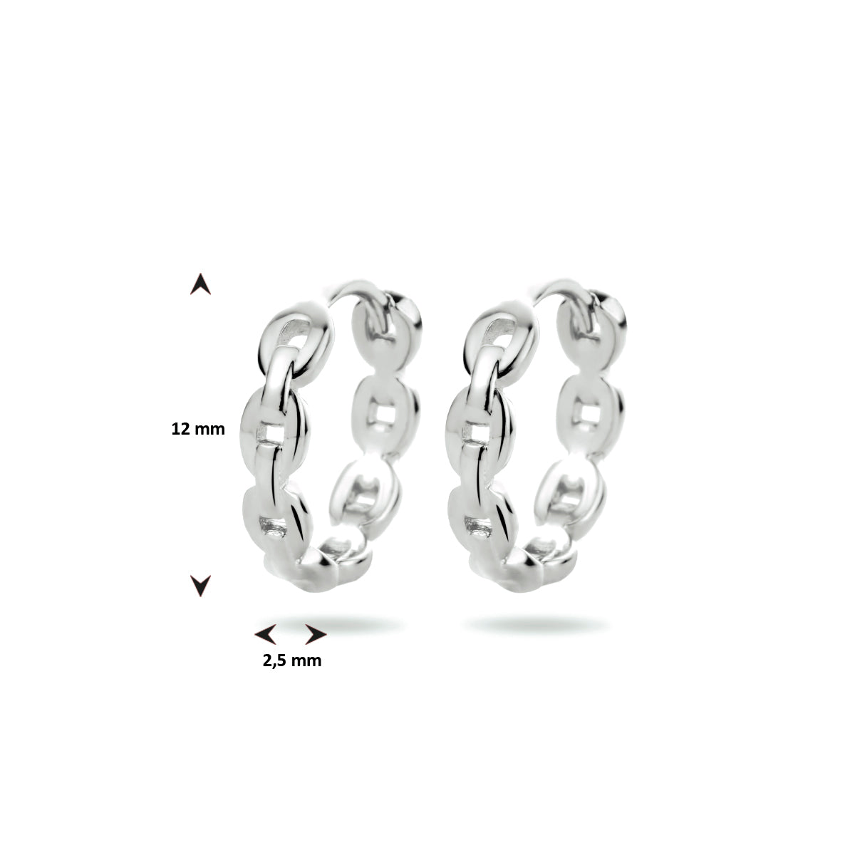 klapoorringen schakel zilver gerhodineerd