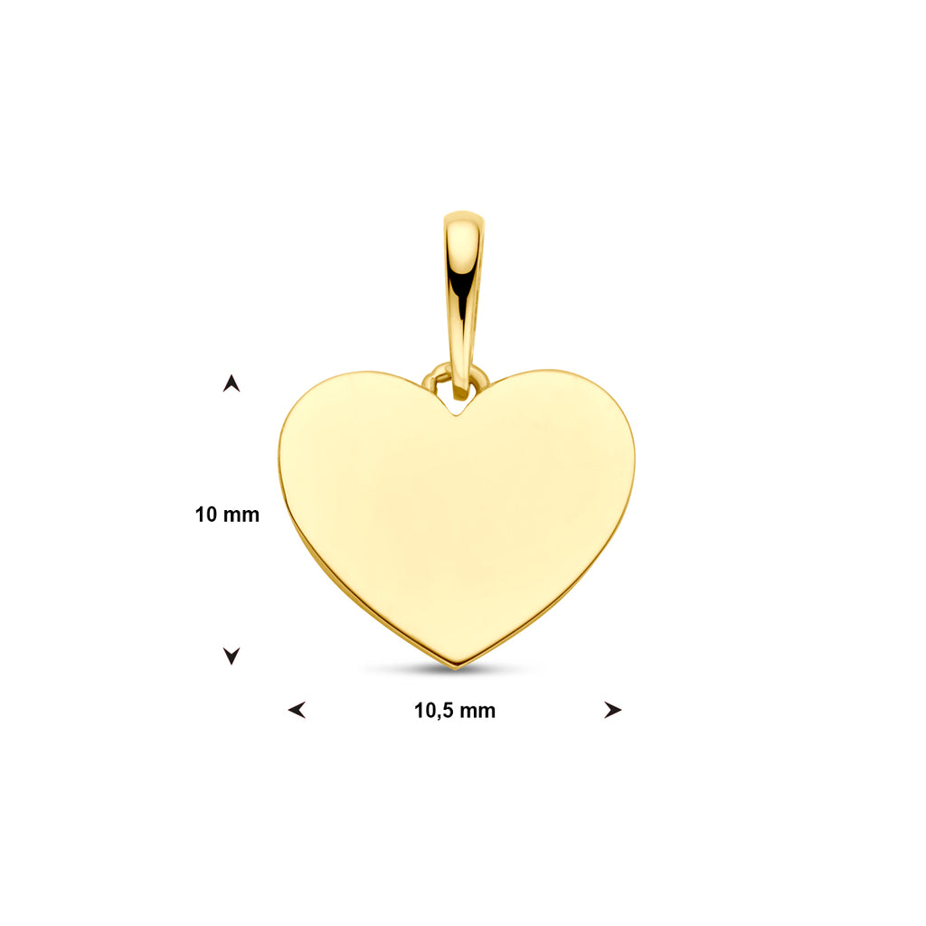 graveerhanger hart 10 mm 14K geelgoud