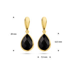 oorhangers onyx 20 mm 14K geelgoud