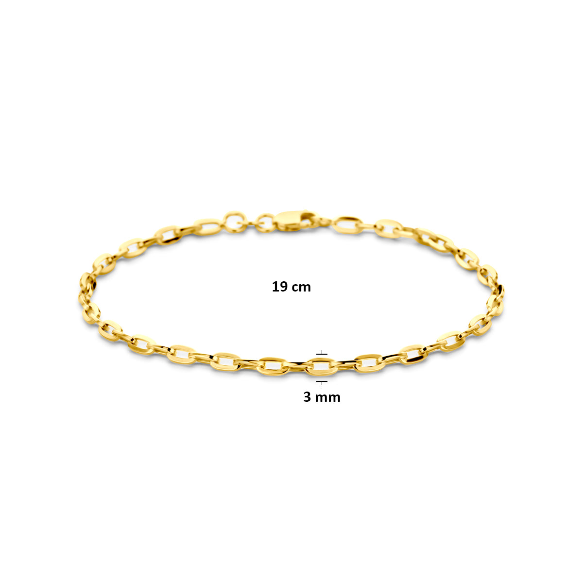 armband anker massief 3,0 mm 19 cm silgold (geel met zilverkern)