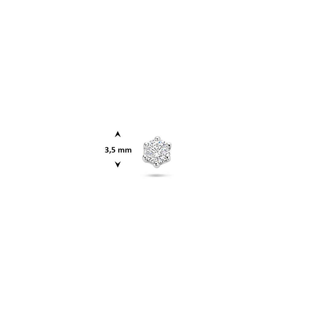 Flat Back Piercing Zirkonia 3,5 mm Silber rhodiniert