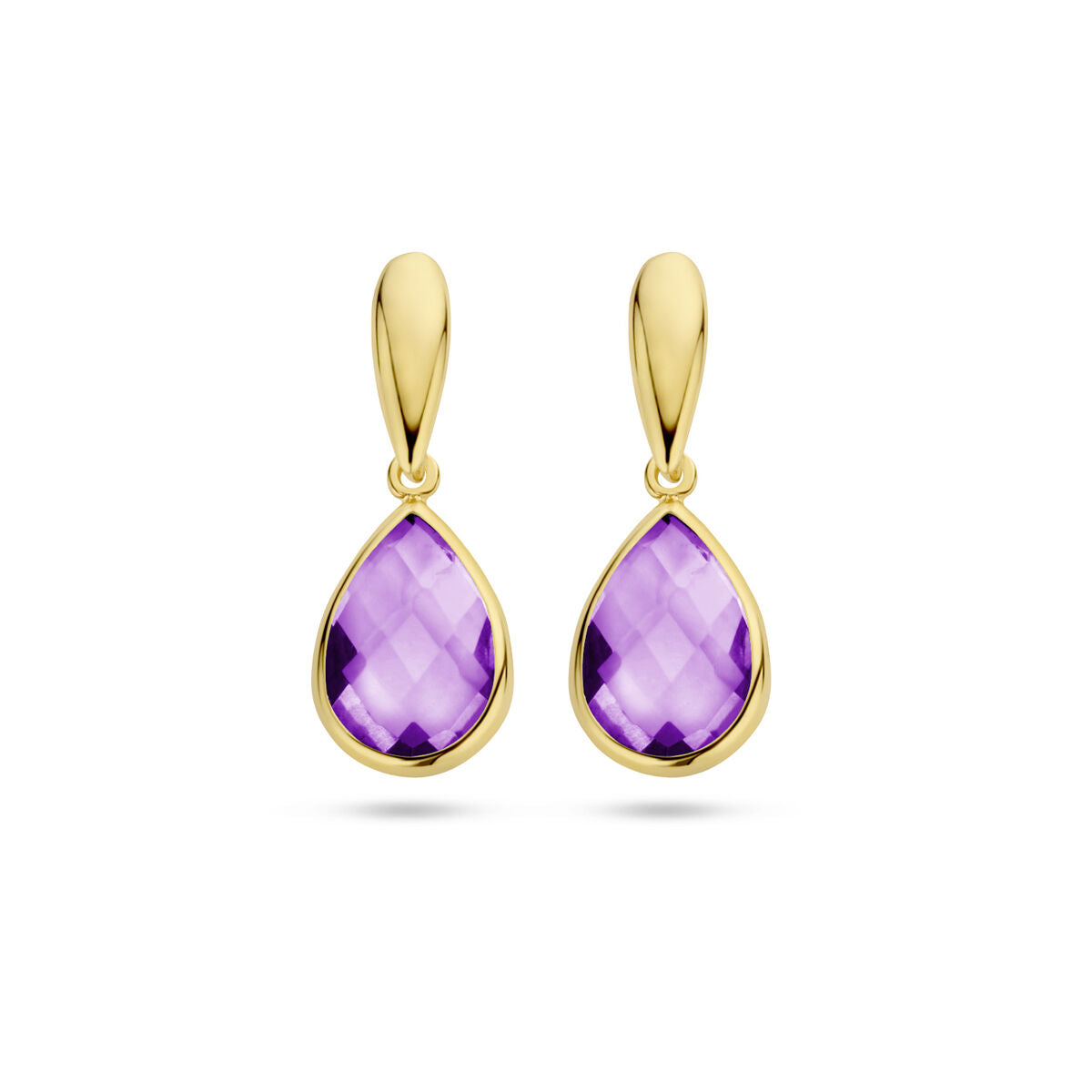 oorhangers amethist 20 mm 14K geelgoud